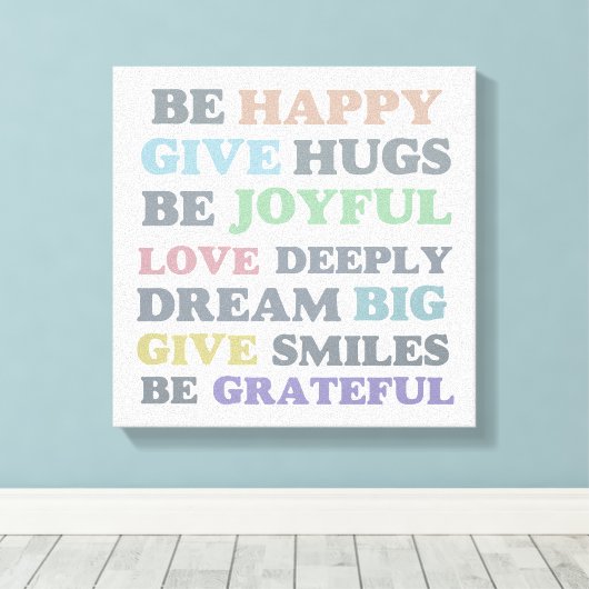 Inspirerend typografie Wees blij Canvas Afdruk (Insitu (Houten vloer))