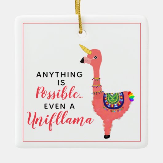 Inspirerend Unicorn Flamingo Llama Unifllama Keramisch Ornament (Voorkant)
