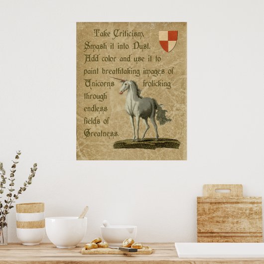 Inspirerend Unicorn Quote Antiek Parchment Poster (Keuken)