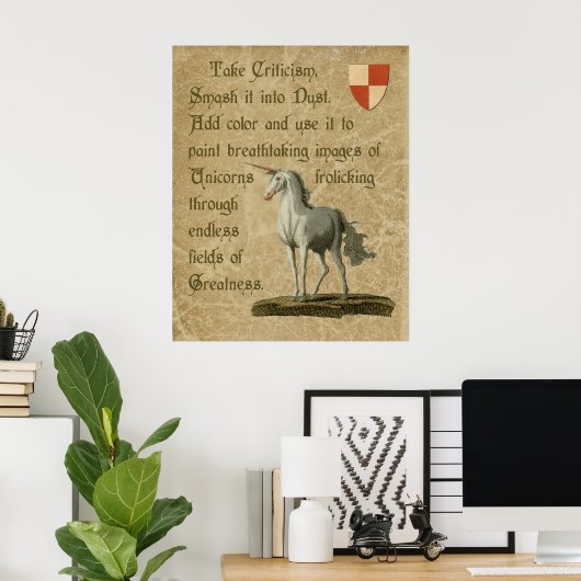 Inspirerend Unicorn Quote Antiek Parchment Poster (Thuiskantoor)