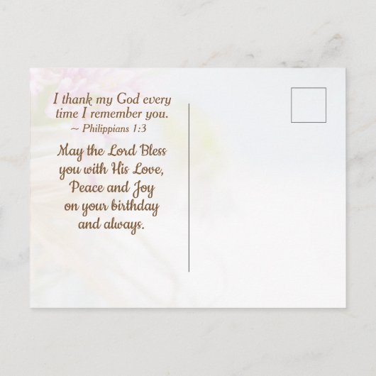 Inspirerend verzegeling op jaardag en Bijbelverse Briefkaart (Achterkant)