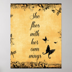 Inspirerend vliegt ze met haar eigen 'Wings Quote' Poster