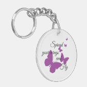 Inspirerend vlinder aangepast bericht sleutelhanger (Voorkant Links)