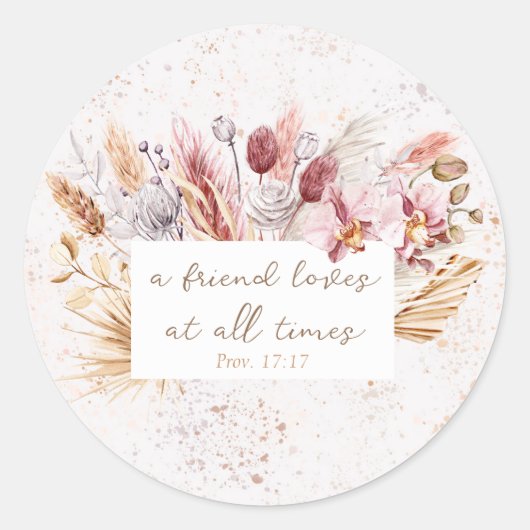 Inspirerend vriendschap Bijbel Verse Boho Ronde Sticker (Voorkant)