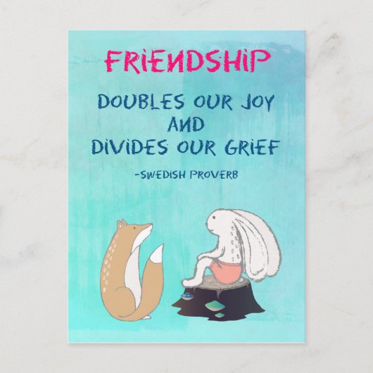 Inspirerend vriendschap QuoteCute Animal Sketch Briefkaart (Voorkant)