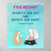 Inspirerend vriendschap QuoteCute Animal Sketch Poster (Voorkant)