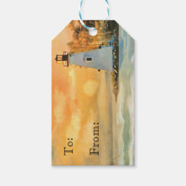 Inspirerend vuurtoren van de Bijbel Verse Cadeaulabel