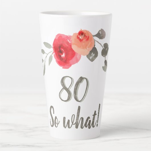 Inspirerend Waterverf 80e verjaardag Floral Latte Mok (Voorkant)