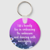 Inspirerend Waterverf Flower Quote Paarse Roze Sleutelhanger (Voorkant)