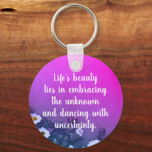 Inspirerend Waterverf Flower Quote Paarse Roze Sleutelhanger