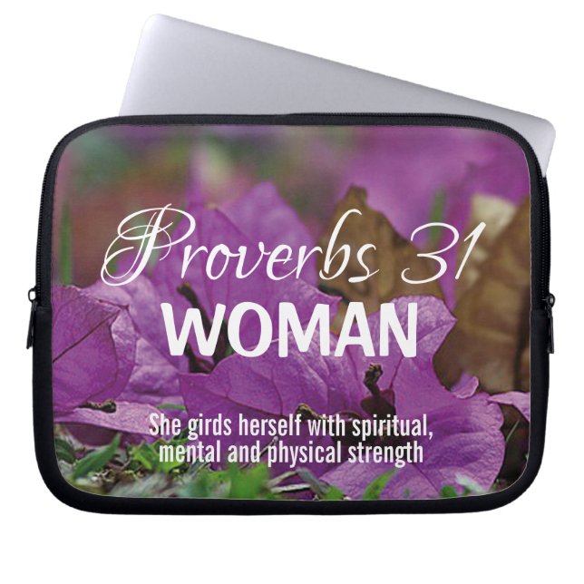 Inspirerend werkwoorden 31 Vrouw STERKTE Laptop Sleeve (Voorkant)