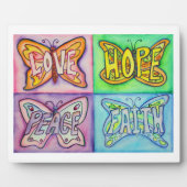 Inspirerend Woord Kunst Vlinder Schilderij Plaque Fotoplaat (Voorkant)