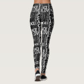 Inspirerend woorden houden van vrede zwart-wit leggings (Achterkant)