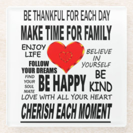 Inspirerend woorden om door te leven glazen onderzetter