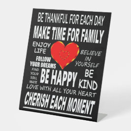 Inspirerend woorden om door te leven reclamebord met voetstuk