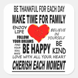 Inspirerend woorden om door te leven vierkante sticker