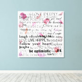 Inspirerend woorden Roos bloemblaadjes Canvas Afdruk (Insitu (Houten vloer))