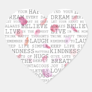 Inspirerend Woorden Roze Perzik Roos bloemblaadjes Hart Sticker