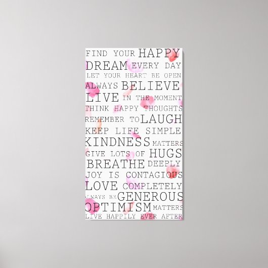 Inspirerend woorden Rozen bloemblaadjes Canvas Afdruk (Voorkant)