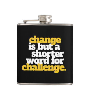 Inspirerend woorden veranderen en uitdagen heupfles