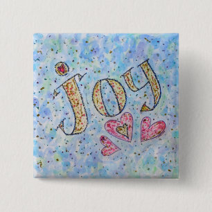 Inspirerend Word "Joy"-Button Vierkante Button 5,1 Cm