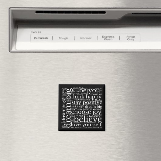 Inspirerend WordArt Pattern White Text Black Magneet (Insitu (Vaatwasser))