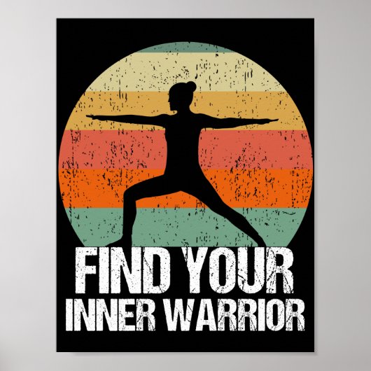 Inspirerend Yoga Warrior Sunset Quote Poster (Voorkant)