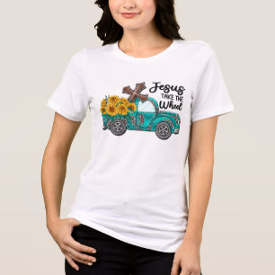 Inspirerend zonnebloem/vrachtwagensublimatie Tri-Blend shirt