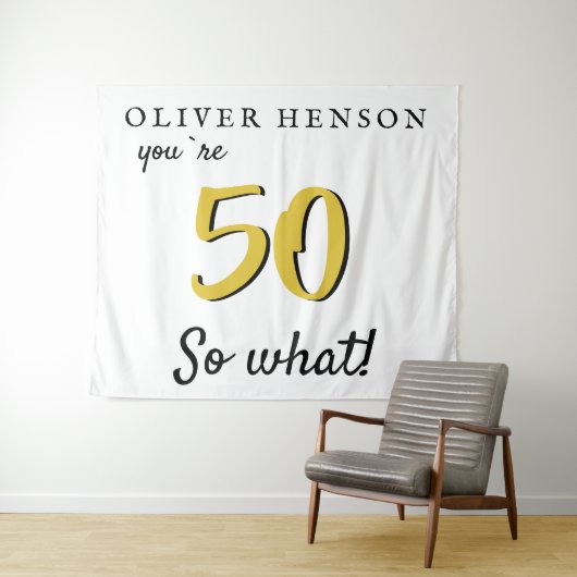 Inspirerende 50e verjaardag feest achtergrond wandkleed (In Situ (horizontaal))