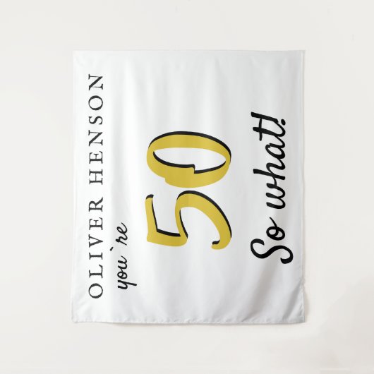 Inspirerende 50e verjaardag feest achtergrond wandkleed (Voorkant)