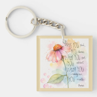Inspirerende Aquarel Wilde Bloem Citaat Kunst Sleutelhanger