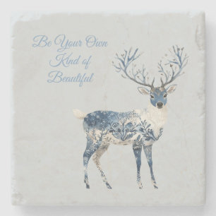 Inspirerende Blauwe Witte Chic Herten Vos Stenen Onderzetter