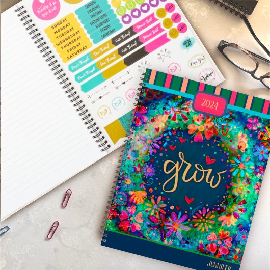Inspirerende bloemengroei Gepersonaliseerd plezie Planner