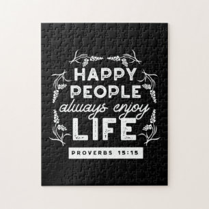 Inspirerende christelijke quote uit Spreuken 15:15 Legpuzzel