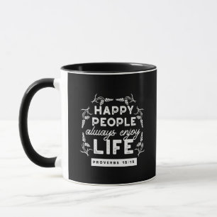 Inspirerende christelijke quote uit Spreuken 15:15 Mok
