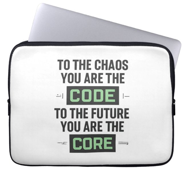 Inspirerende codeerquote – Code en Core Laptop Sleeve (Voorkant)