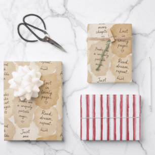 Inspirerende Crème Boeken Magie   Inpakpapier Vel