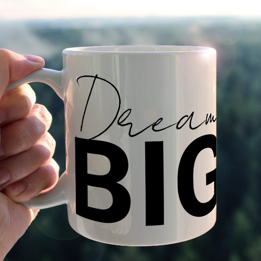 Inspirerende droom grote typografie koffiemok