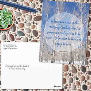 Inspirerende Espen Winterlandschap Foto & Citaat Briefkaart