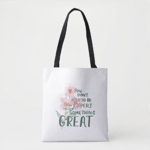 Inspirerende Expert Groot Citaat Bloemschoudertas Draagtas