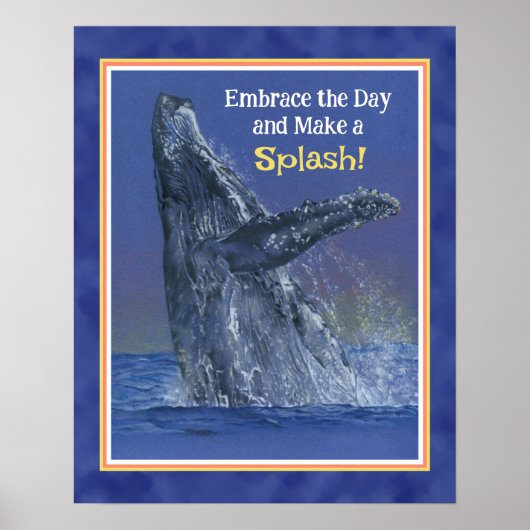 Inspirerende Fun Whale Print - Deep Blue Border (Voorkant)