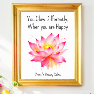 Inspirerende geluksquote Roze Zelfzorg Poster