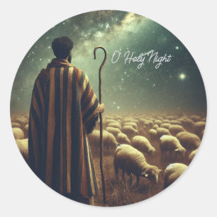 Inspirerende herder die zijn kudde bewaakt ronde sticker