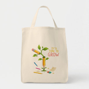 Inspirerende "Het is tijd om te groeien" Potlood P Tote Bag