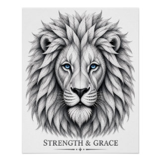Inspirerende Kracht en Gratie Abstracte Leeuwenkun Perfect Poster