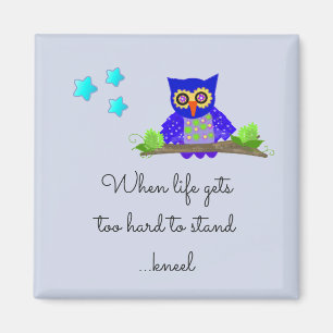 Inspirerende levensquote met uil magneet