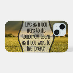 Inspirerende Mahatma Gandhi-quote "Leef" iPhone 15 Hoesje