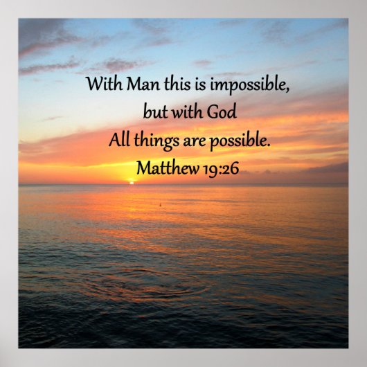 INSPIRERENDE MATTHEÜS 19:26 ZONSOPGANG DESIGN POSTER (Voorkant)