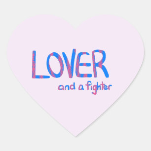 Inspirerende met de hand getekende blauwe en roze hart sticker