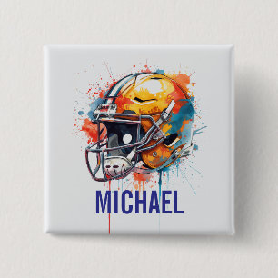 Inspirerende Motiverende Voetbalhelm Naam Vierkante Button 5,1 Cm